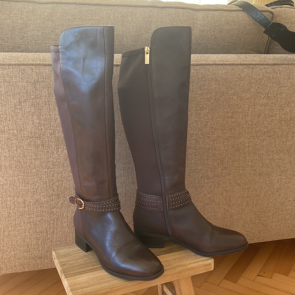 Bandolino Brown leather riding tall boots women size 7.5 - Picture 16 of 17